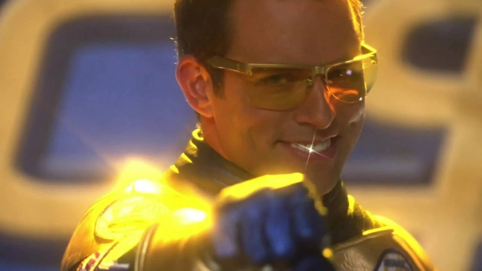 Eric Martsolf suited up as Booster Gold in Smallville season 10