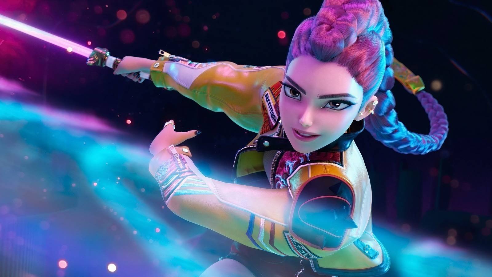 Rumi wielding her sword in KPop Demon Hunters