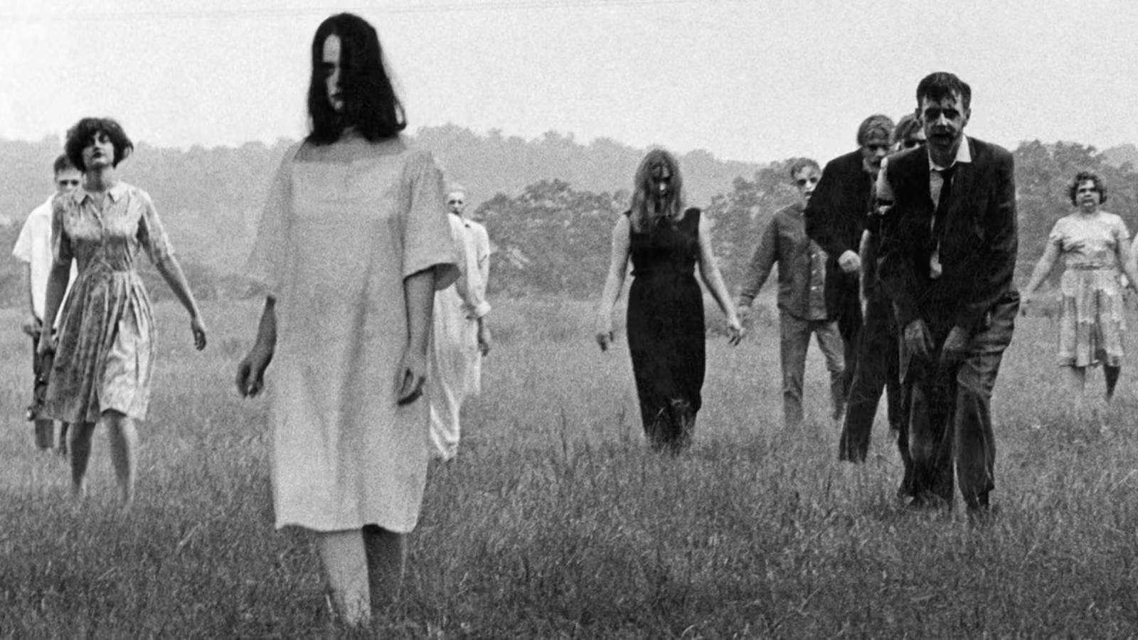 A horde of zombies in Night of the Living Dead