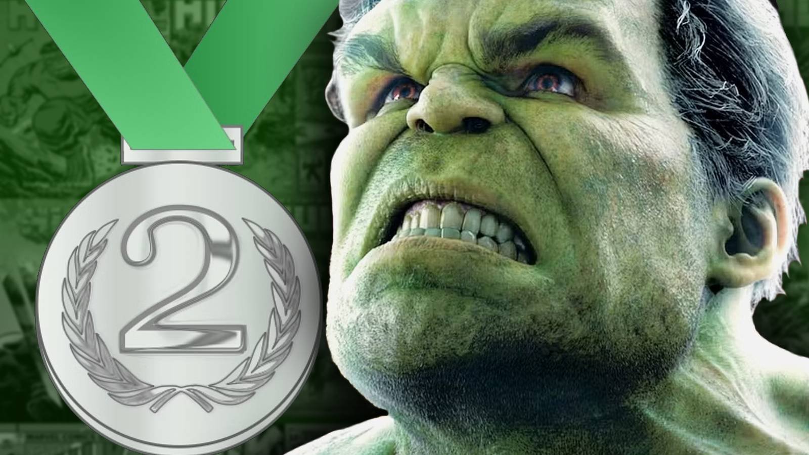 mcu hulk with classic covers blurred in background