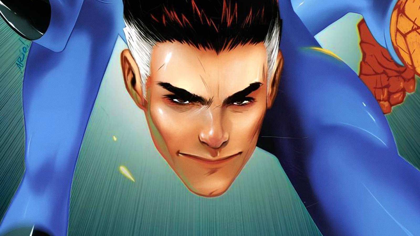 Reed Richards aka Mister Fantastic heads into battle in Fantastic Four comic cover