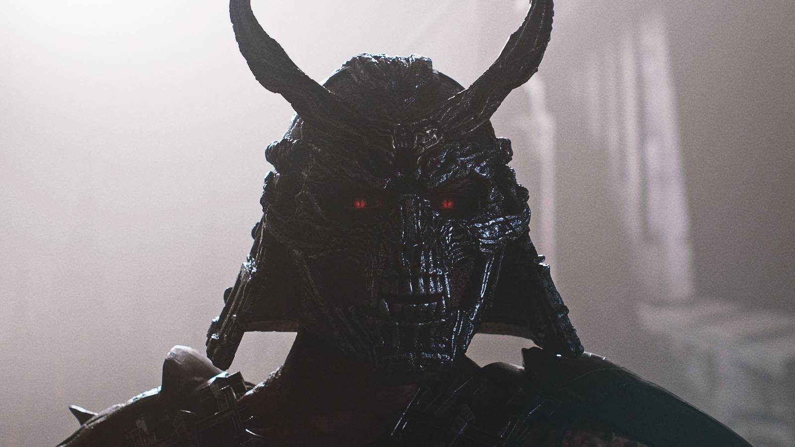 Shao Kahn wearing his mask in close-up in Mortal Kombat II