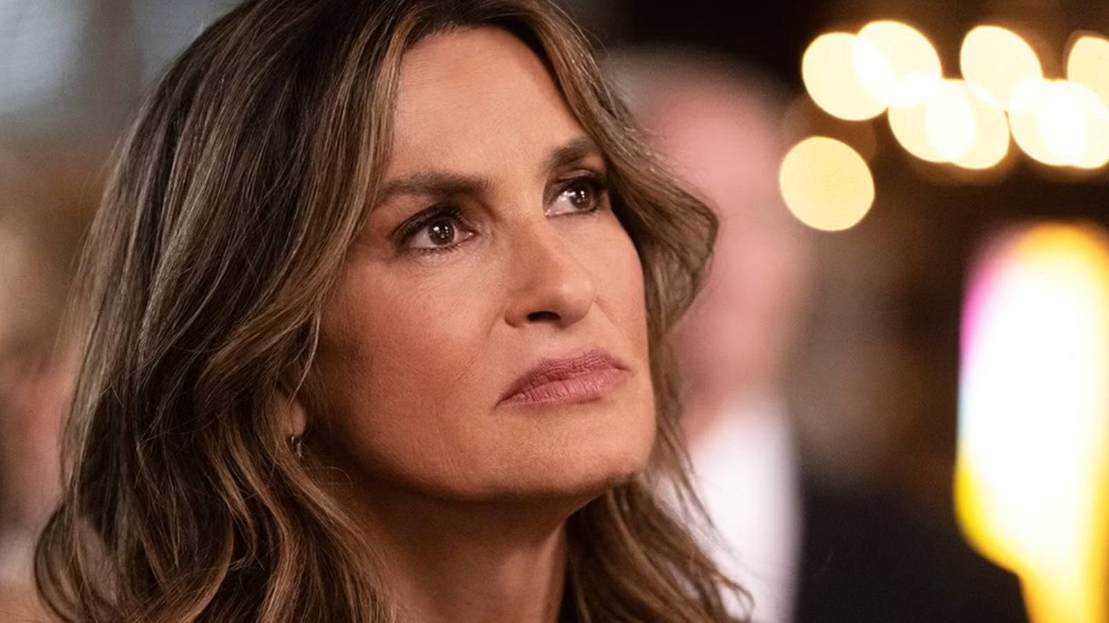 Olivia Benson (Mariska Hargitay) looking sadly at something off screen in Law & Order: SVU Season...