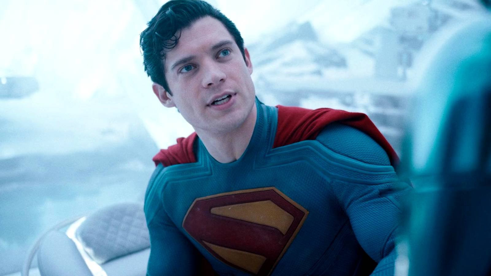 David Corenswet's Superman talking to a robot in the Fortress of Solitude in Superman