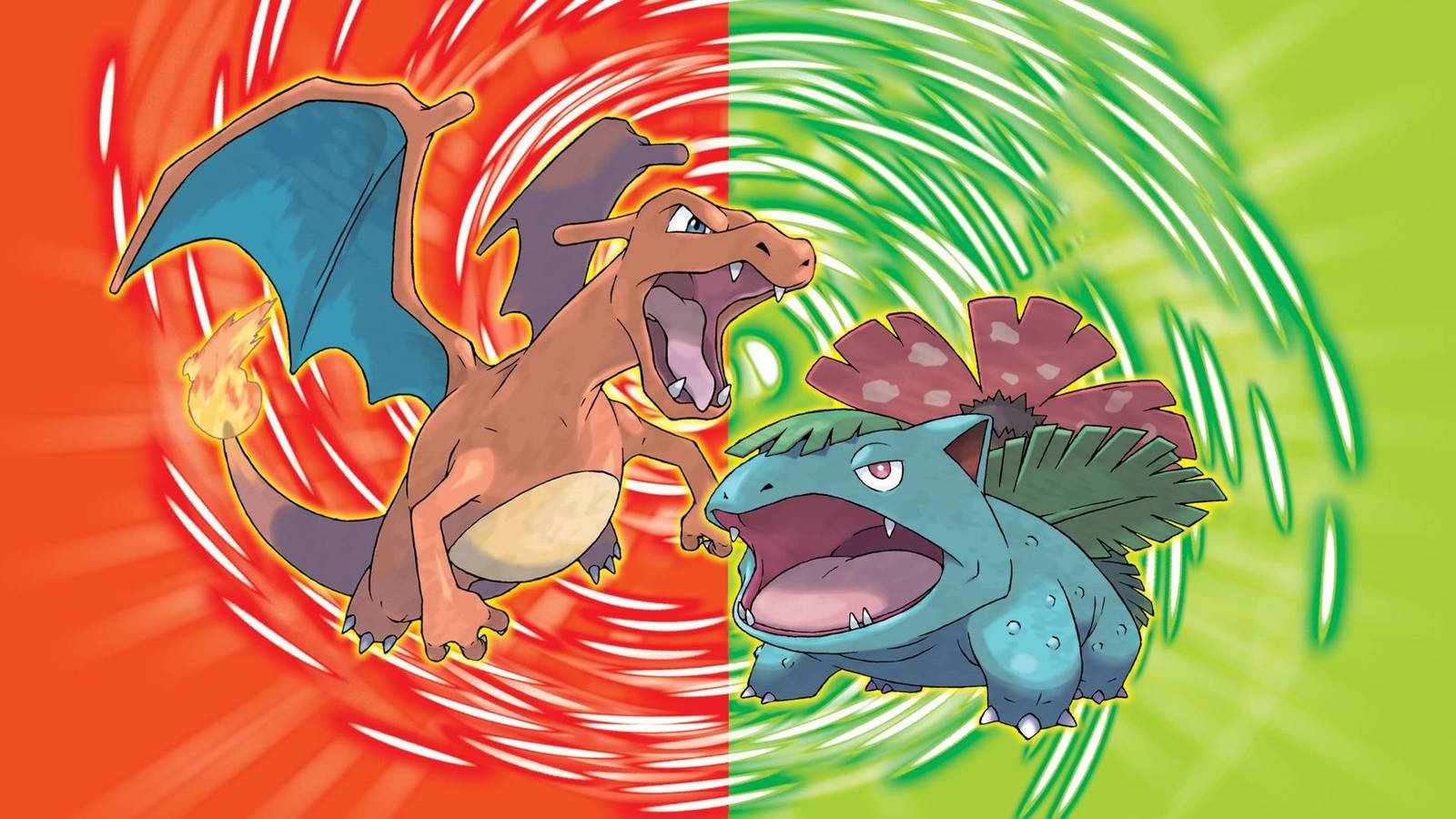 Charizard and Ivysaur from the Pokemon FireRed LeafGreen key art.