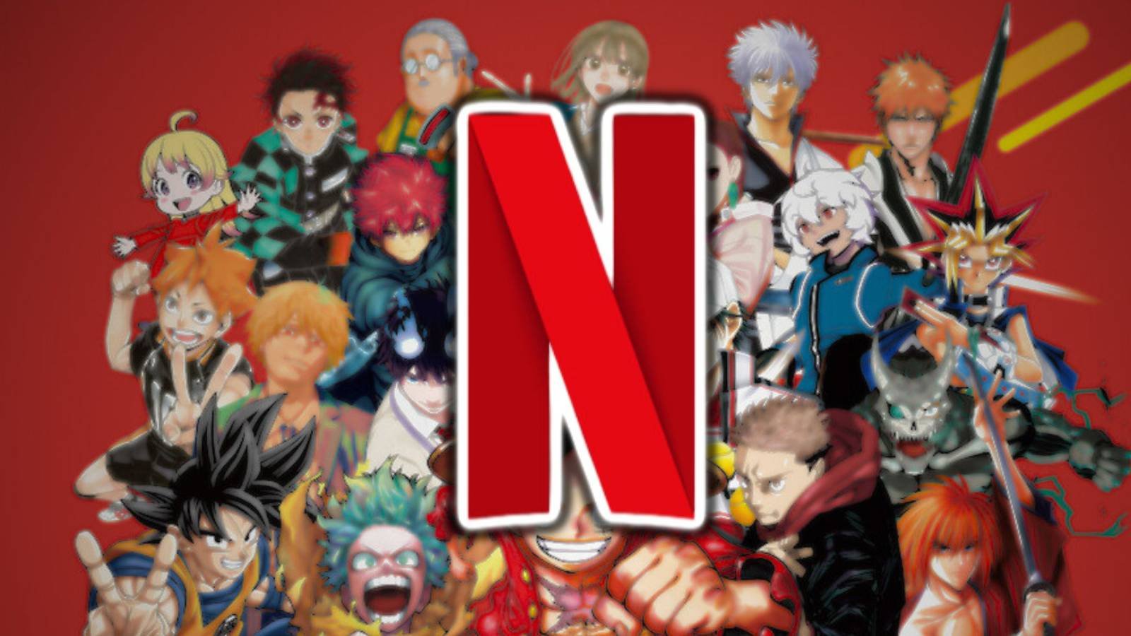 Netflix logo over Shonen Jump characters