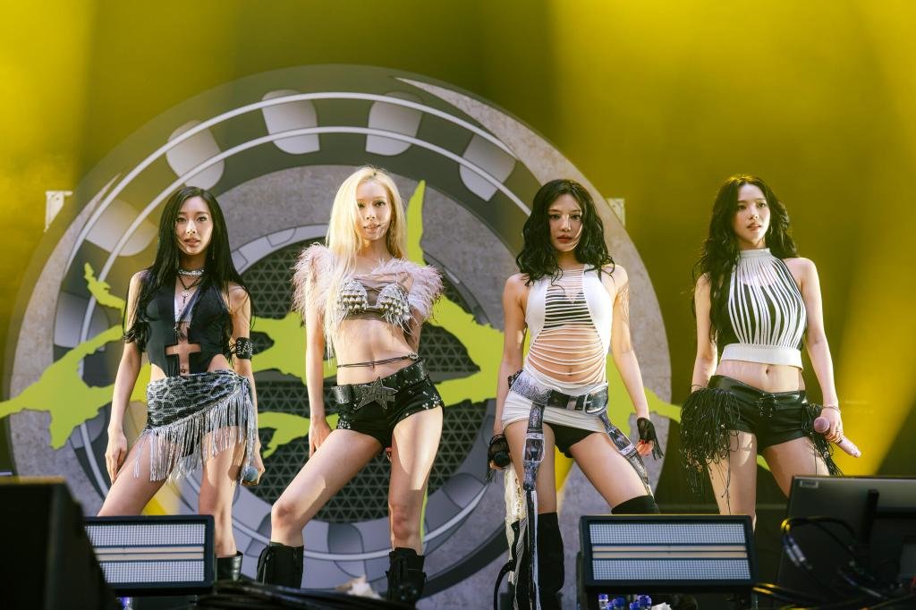 Giselle, Winter, Ningning and Karina of aespa at Lollapalooza 2026 held at Grant Park on Aug. 2, ...