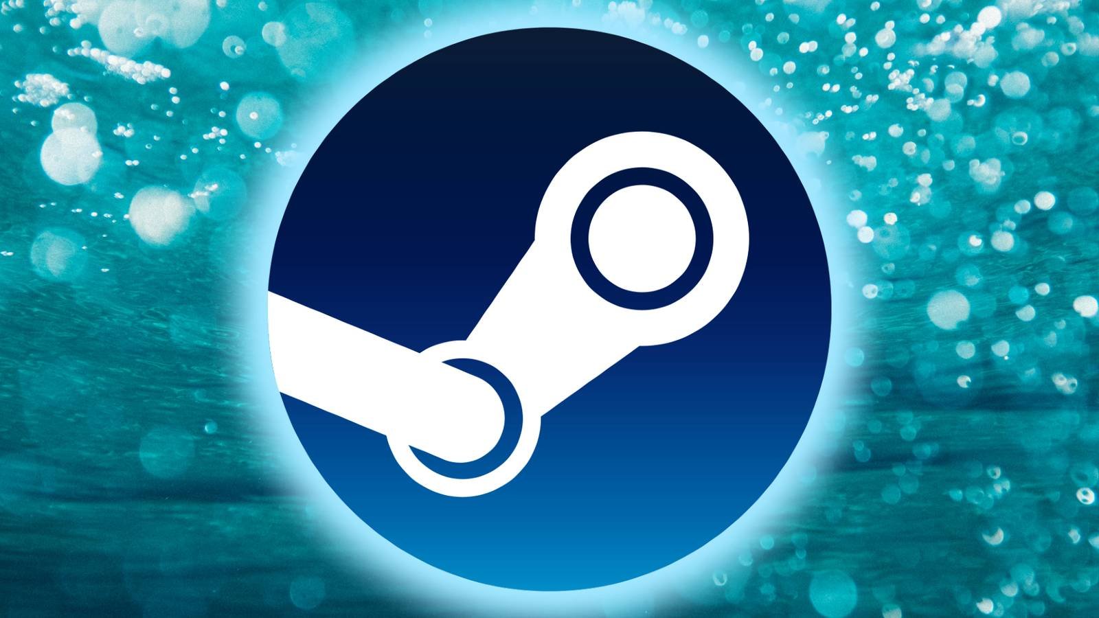 The Steam logo is superimposed over an underwater background with bubbles.
